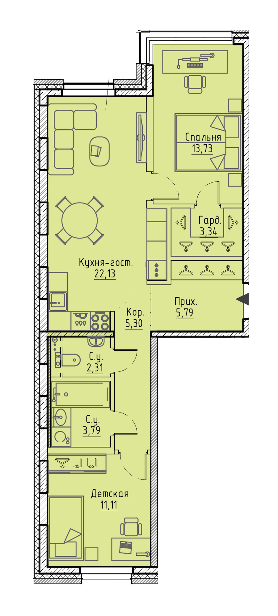 2-комнатная квартира 67.5 м², 2/6 эт., ЖК «LEGENDA Сампсониевский 32»
